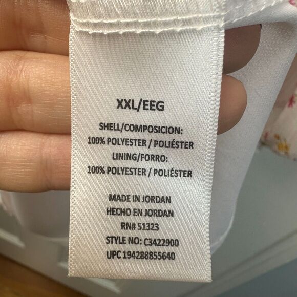 Vince Camuto Mini Dress Womens XXL White Floral Ruffle Cottage Lined V-Neck Plus - Picture 5 of 9